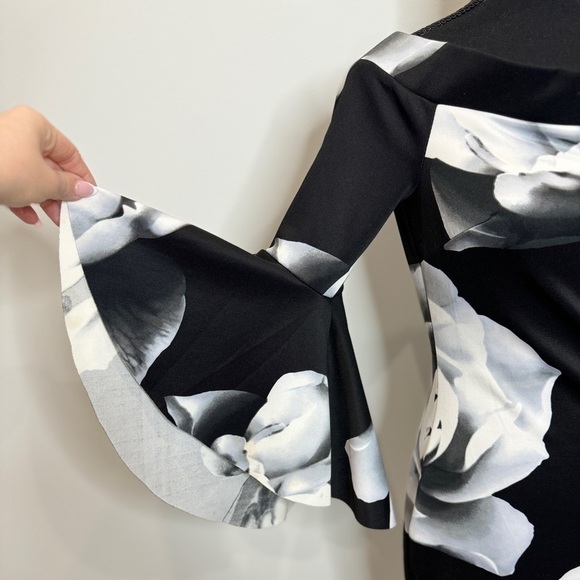 Venus Off Shoulder Black and White Bodycon Dress (XS) - Picture 6 of 10